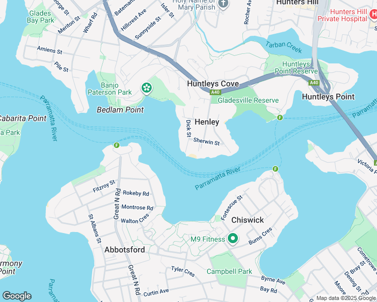 map of restaurants, bars, coffee shops, grocery stores, and more near 32 Dick Street in Henley