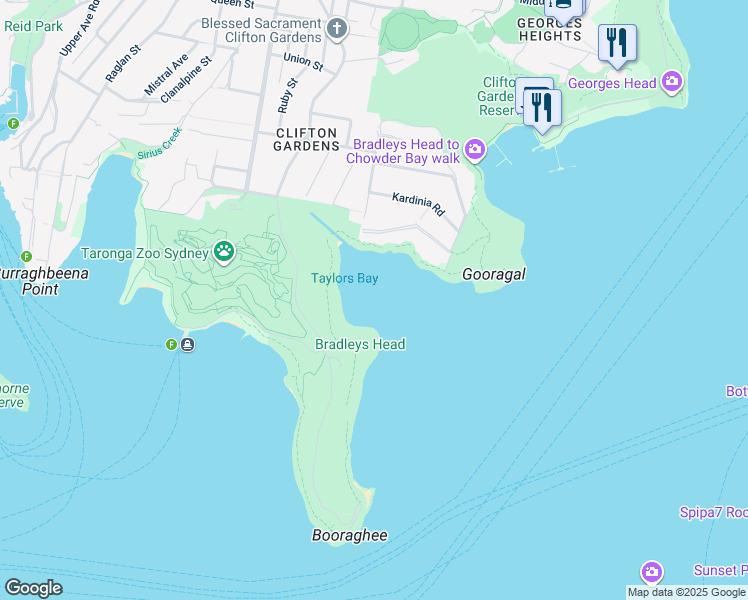 map of restaurants, bars, coffee shops, grocery stores, and more near in Sydney