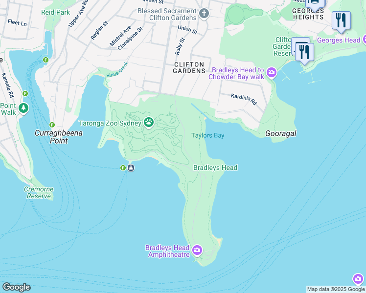 map of restaurants, bars, coffee shops, grocery stores, and more near in Mosman