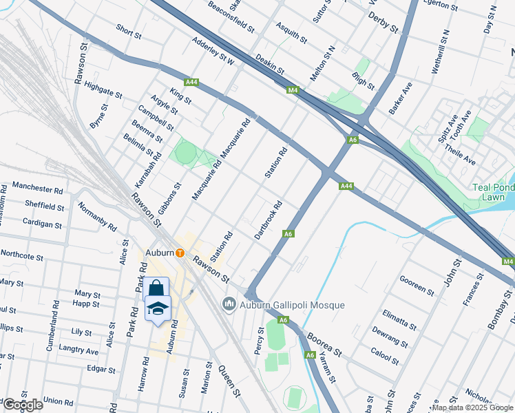 map of restaurants, bars, coffee shops, grocery stores, and more near 51 Station Road in Sydney