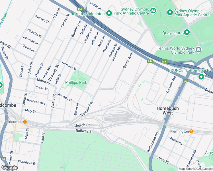 map of restaurants, bars, coffee shops, grocery stores, and more near 31 Birnie Avenue in Lidcombe