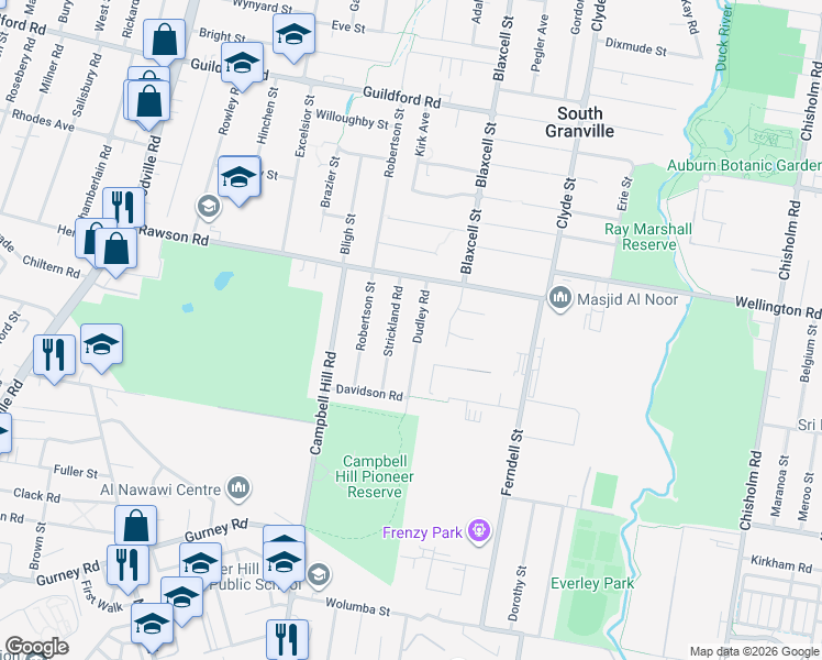 map of restaurants, bars, coffee shops, grocery stores, and more near 22 Dudley Road in Guildford
