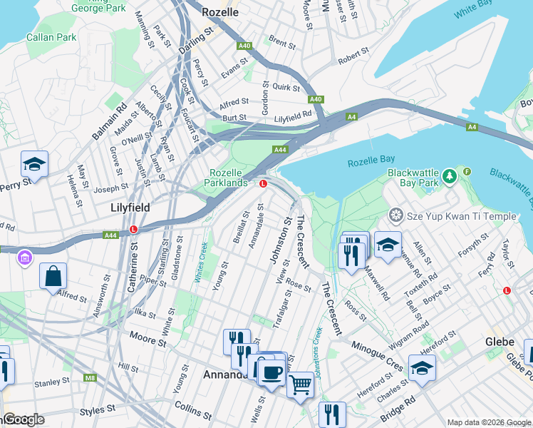 map of restaurants, bars, coffee shops, grocery stores, and more near 23 Kentville Avenue in Annandale