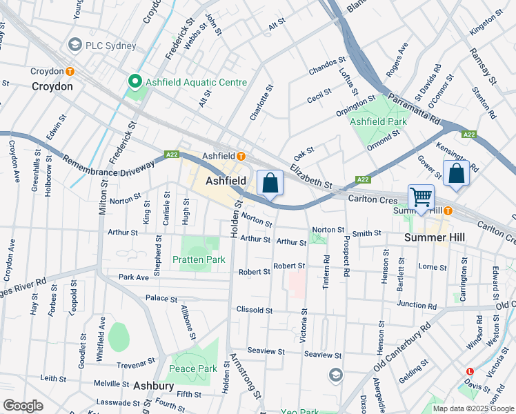 map of restaurants, bars, coffee shops, grocery stores, and more near 73-75 Norton Street in Ashfield