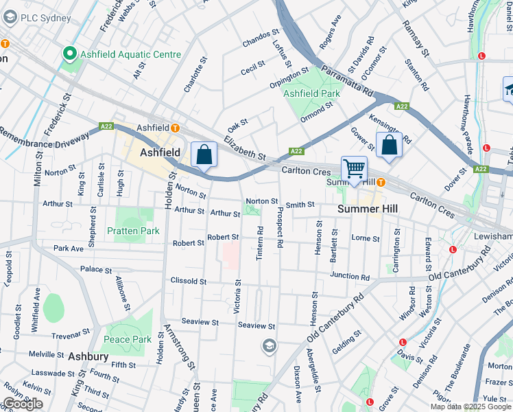 map of restaurants, bars, coffee shops, grocery stores, and more near 10 Norton Street in Ashfield