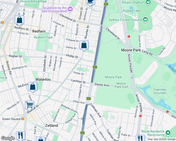 map of restaurants, bars, coffee shops, grocery stores, and more near 811 South Dowling Street in Waterloo
