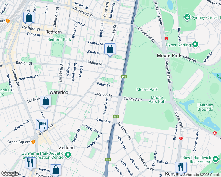 map of restaurants, bars, coffee shops, grocery stores, and more near 11 Potter Street in Waterloo