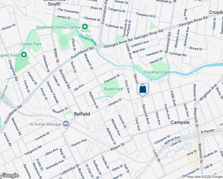 map of restaurants, bars, coffee shops, grocery stores, and more near 4D-4E Clarence Street in Belfield