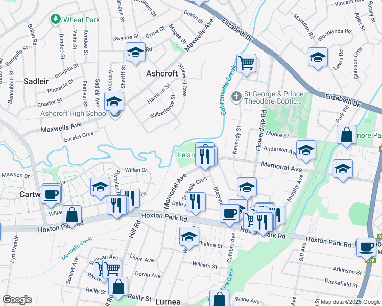 map of restaurants, bars, coffee shops, grocery stores, and more near 219 Memorial Avenue in Liverpool