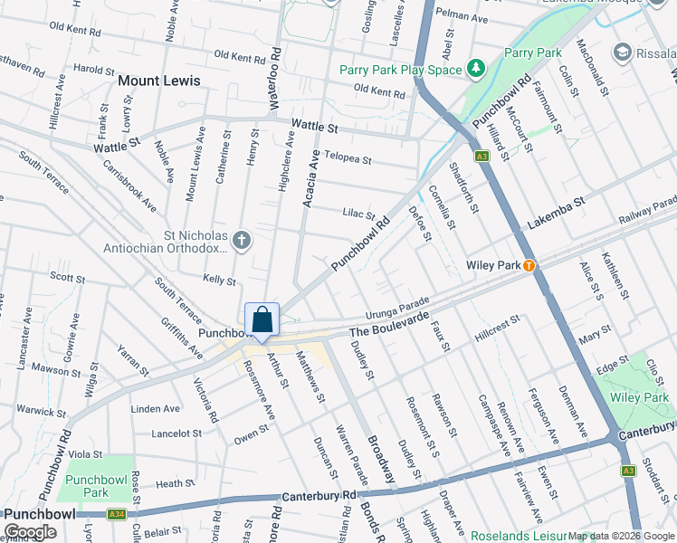 map of restaurants, bars, coffee shops, grocery stores, and more near 734 Punchbowl Road in Punchbowl