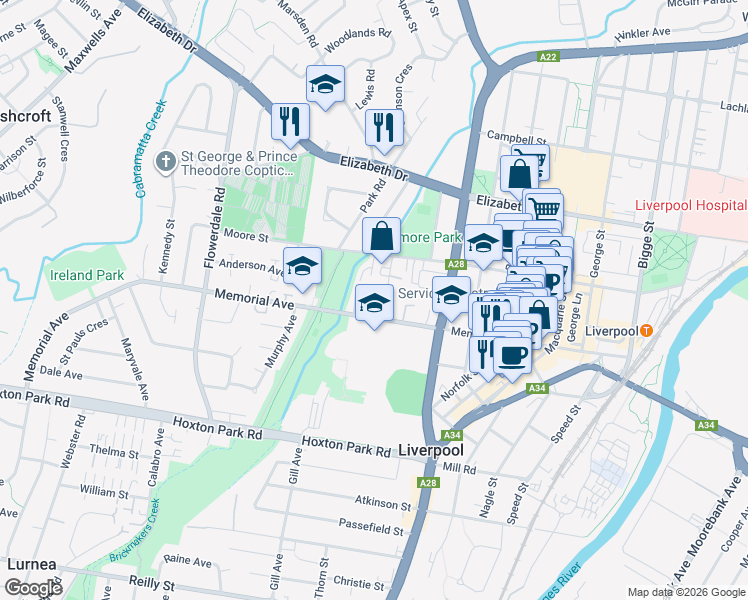 map of restaurants, bars, coffee shops, grocery stores, and more near 4 Beale Street in Liverpool