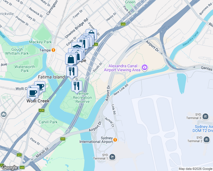 map of restaurants, bars, coffee shops, grocery stores, and more near 2-4 Smith Street in Tempe