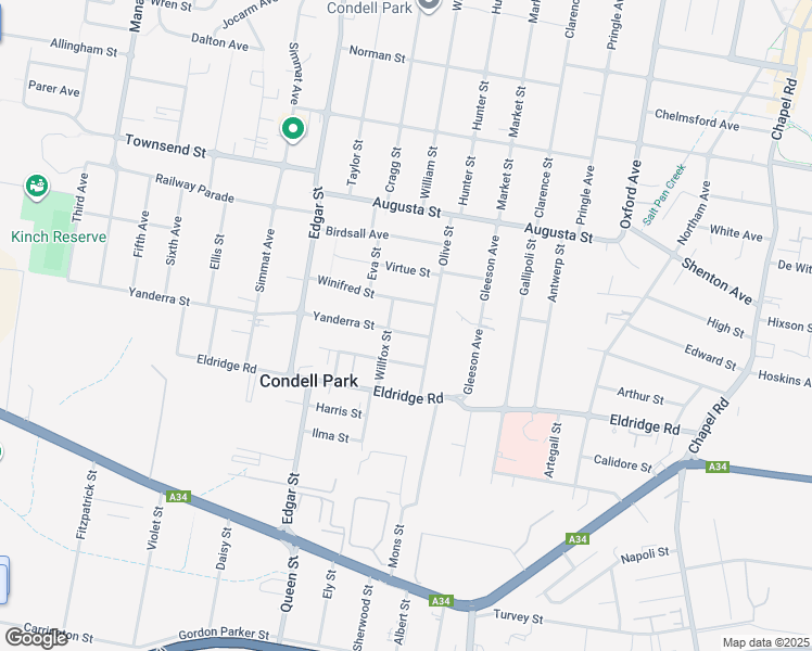 map of restaurants, bars, coffee shops, grocery stores, and more near 12 Yanderra Street in Condell Park