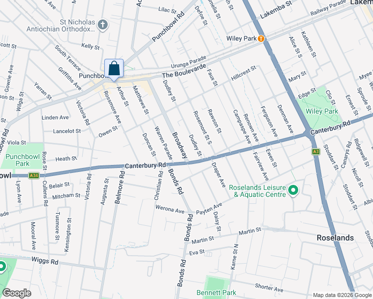 map of restaurants, bars, coffee shops, grocery stores, and more near 88 Broadway in Punchbowl