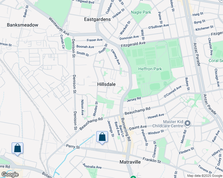 map of restaurants, bars, coffee shops, grocery stores, and more near 31 Jauncey Place in Hillsdale
