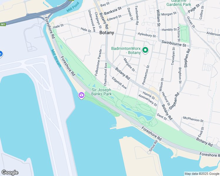 map of restaurants, bars, coffee shops, grocery stores, and more near 25 Chelmsford Avenue in Botany