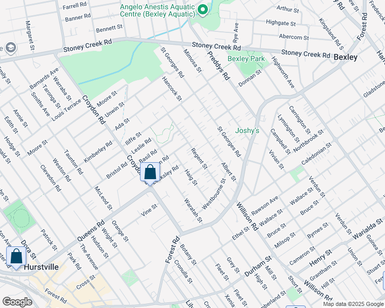 map of restaurants, bars, coffee shops, grocery stores, and more near 43 Regent Street in Bexley