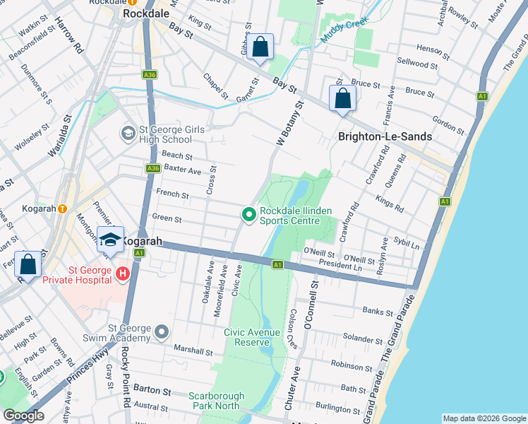 map of restaurants, bars, coffee shops, grocery stores, and more near 468 West Botany Street in Rockdale