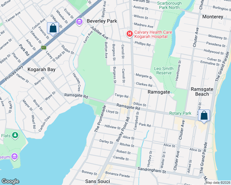 map of restaurants, bars, coffee shops, grocery stores, and more near 17 Targo Road in Beverley Park