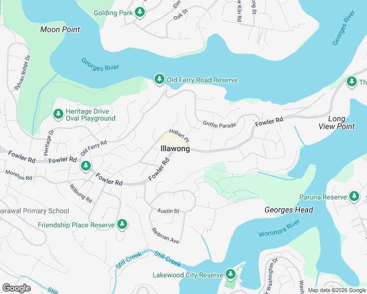 map of restaurants, bars, coffee shops, grocery stores, and more near 273A Fowler Road in Illawong