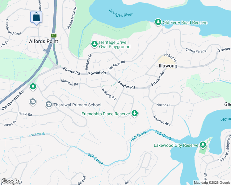map of restaurants, bars, coffee shops, grocery stores, and more near 18 Black Close in Illawong