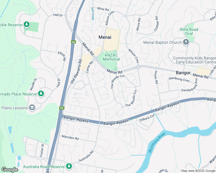 map of restaurants, bars, coffee shops, grocery stores, and more near 5 Carrol Court in Menai