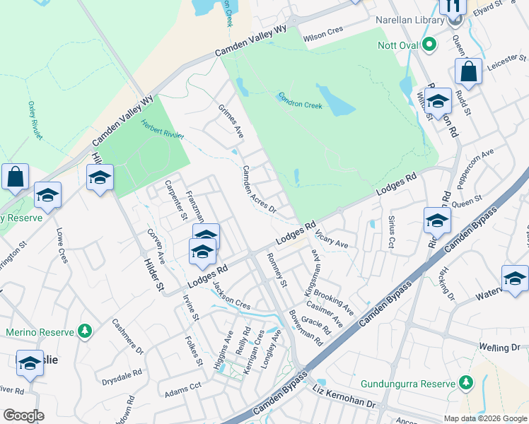 map of restaurants, bars, coffee shops, grocery stores, and more near 90D Lodges Road in Elderslie