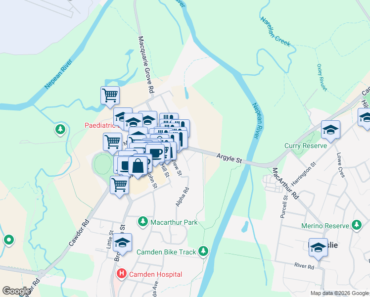 map of restaurants, bars, coffee shops, grocery stores, and more near 33 Argyle Street in Camden