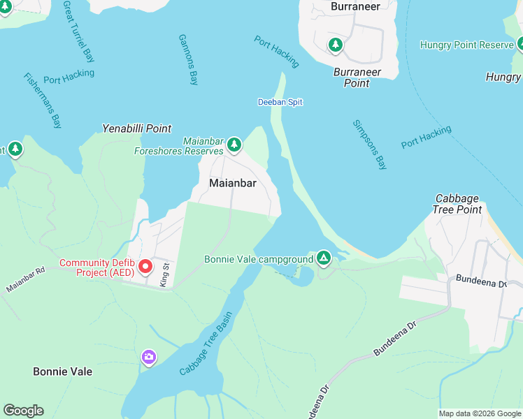 map of restaurants, bars, coffee shops, grocery stores, and more near 6 Pacific Crescent in Maianbar