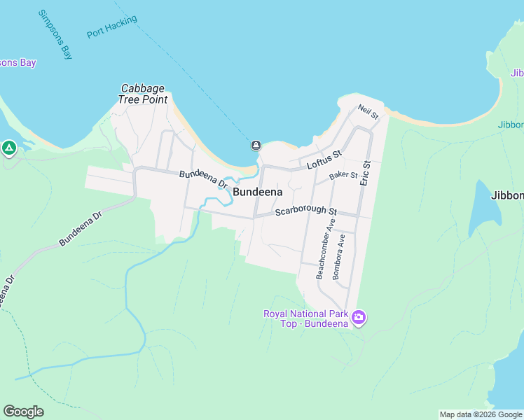 map of restaurants, bars, coffee shops, grocery stores, and more near 60 Brighton Street in Bundeena