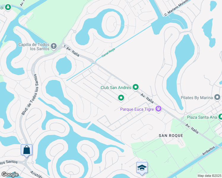 map of restaurants, bars, coffee shops, grocery stores, and more near 5613 Tronador in Tigre