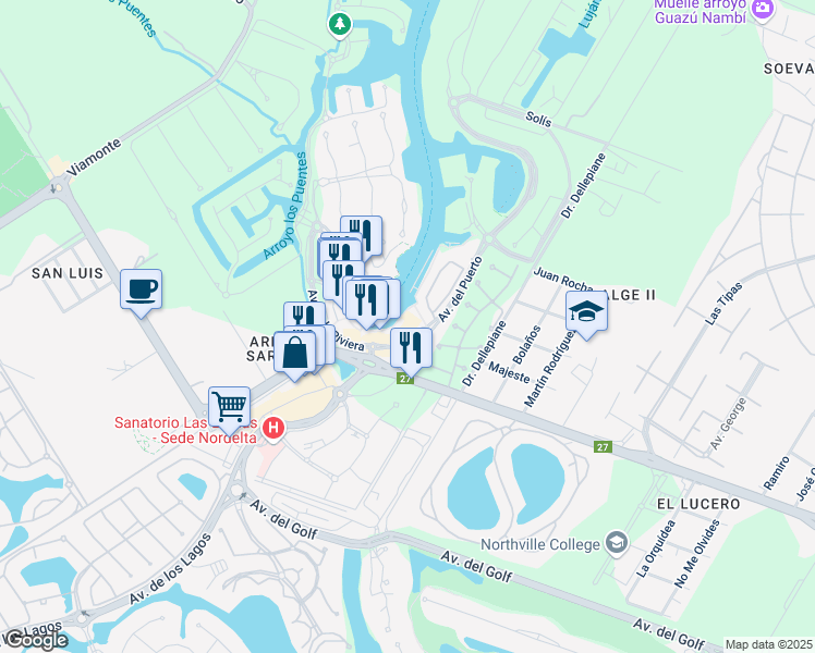 map of restaurants, bars, coffee shops, grocery stores, and more near 240 Avenida del Puerto in Rincón de Milberg
