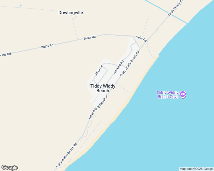 map of restaurants, bars, coffee shops, grocery stores, and more near 66 Hosking Road in Tiddy Widdy Beach