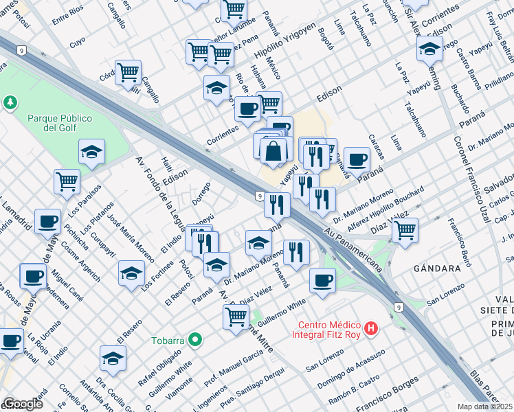 map of restaurants, bars, coffee shops, grocery stores, and more near in Martínez