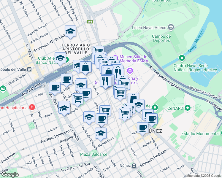 map of restaurants, bars, coffee shops, grocery stores, and more near 1722 Ramallo in Buenos Aires