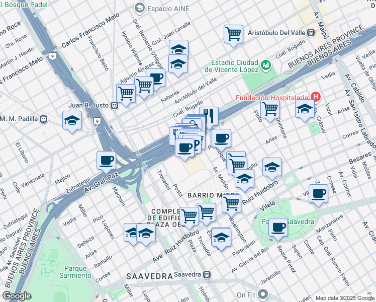map of restaurants, bars, coffee shops, grocery stores, and more near 3626 Vedia in Comuna 12