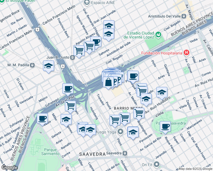 map of restaurants, bars, coffee shops, grocery stores, and more near 3626 Vedia in Comuna 12