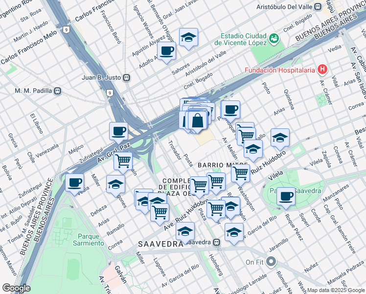 map of restaurants, bars, coffee shops, grocery stores, and more near 4789 Posta in Comuna 12