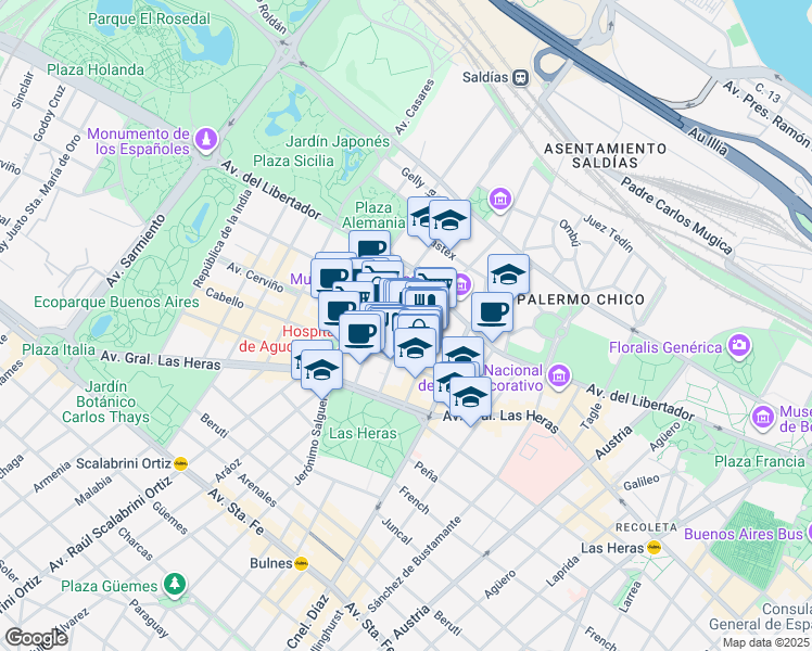 map of restaurants, bars, coffee shops, grocery stores, and more near 2935 Silvio L. Ruggieri in Buenos Aires