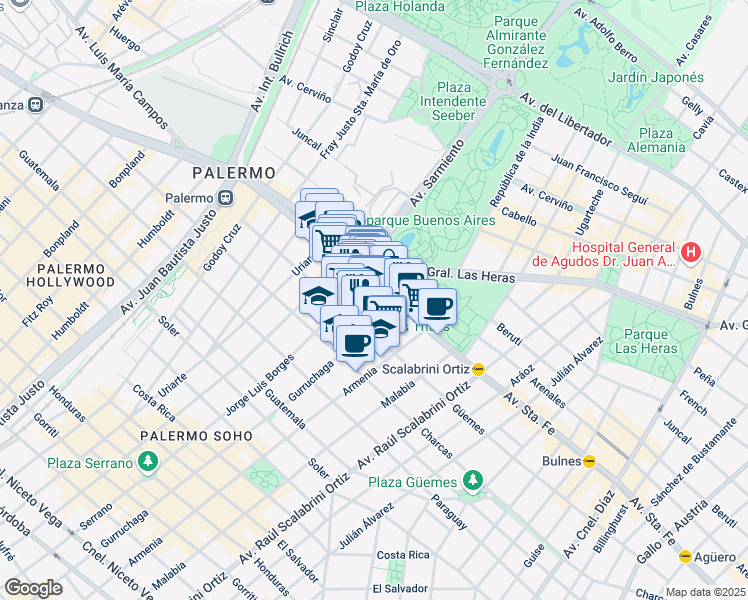 map of restaurants, bars, coffee shops, grocery stores, and more near 4002 Avenida Santa Fe in BHP