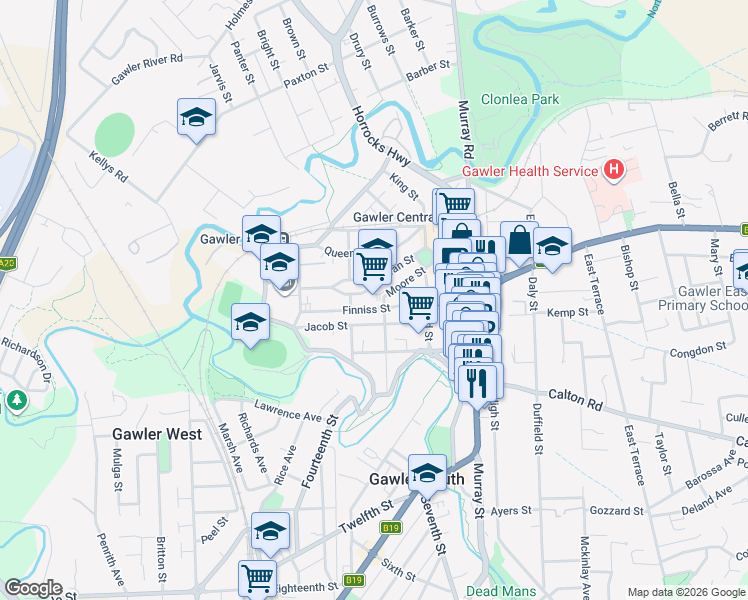 map of restaurants, bars, coffee shops, grocery stores, and more near in Gawler