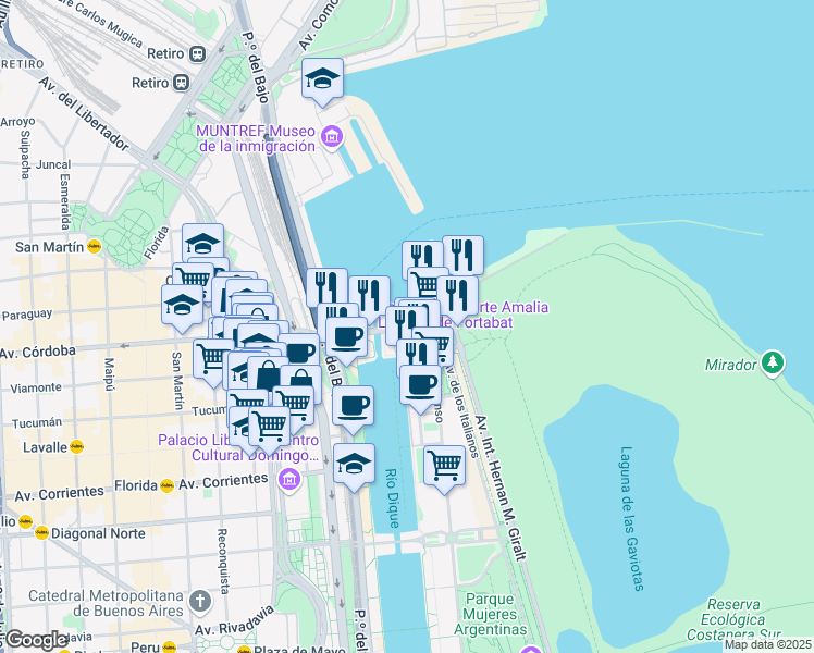 map of restaurants, bars, coffee shops, grocery stores, and more near 300 Cecilia Grierson in Buenos Aires
