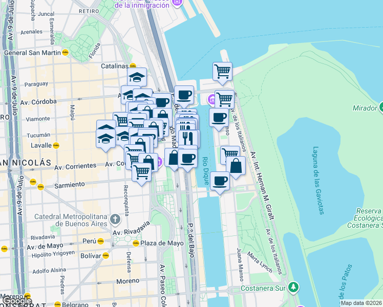 map of restaurants, bars, coffee shops, grocery stores, and more near 948 Del Progreso in Buenos Aires