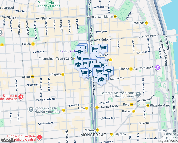 map of restaurants, bars, coffee shops, grocery stores, and more near in Buenos Aires