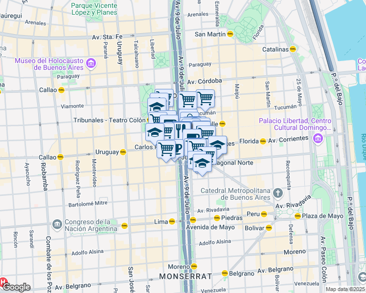 map of restaurants, bars, coffee shops, grocery stores, and more near in Buenos Aires