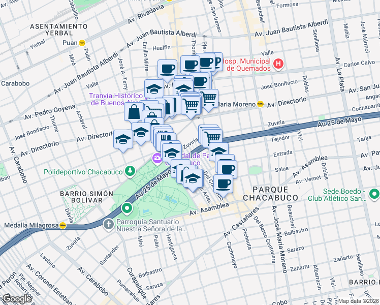 map of restaurants, bars, coffee shops, grocery stores, and more near 948 Del Progreso in Buenos Aires