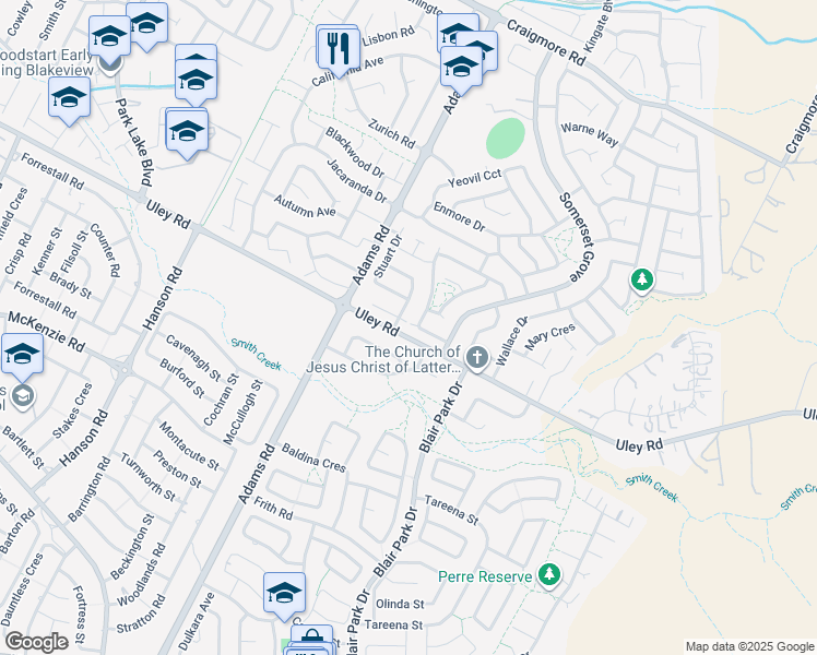map of restaurants, bars, coffee shops, grocery stores, and more near 18 Batcombe Avenue in Craigmore