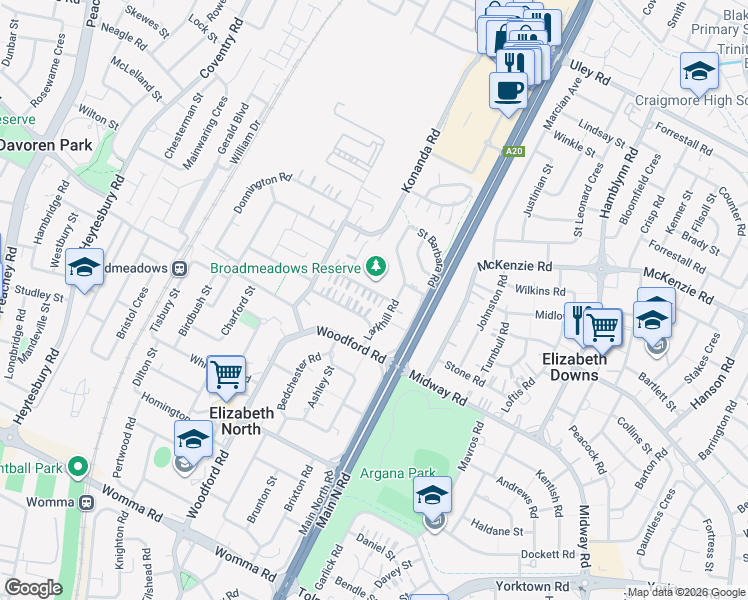 map of restaurants, bars, coffee shops, grocery stores, and more near 5 Casterley Road in Elizabeth North