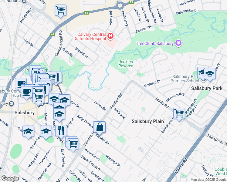 map of restaurants, bars, coffee shops, grocery stores, and more near 6 Kirby Avenue in Salisbury