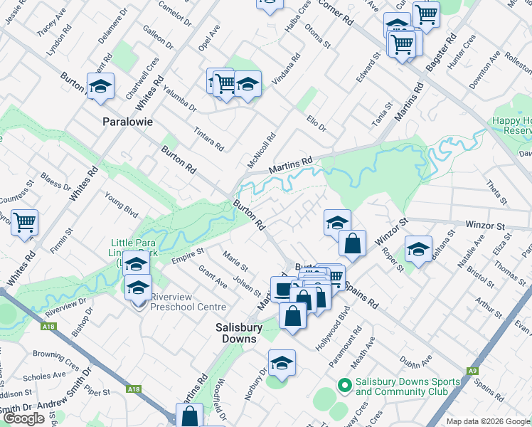 map of restaurants, bars, coffee shops, grocery stores, and more near 41 Burton Road in Salisbury